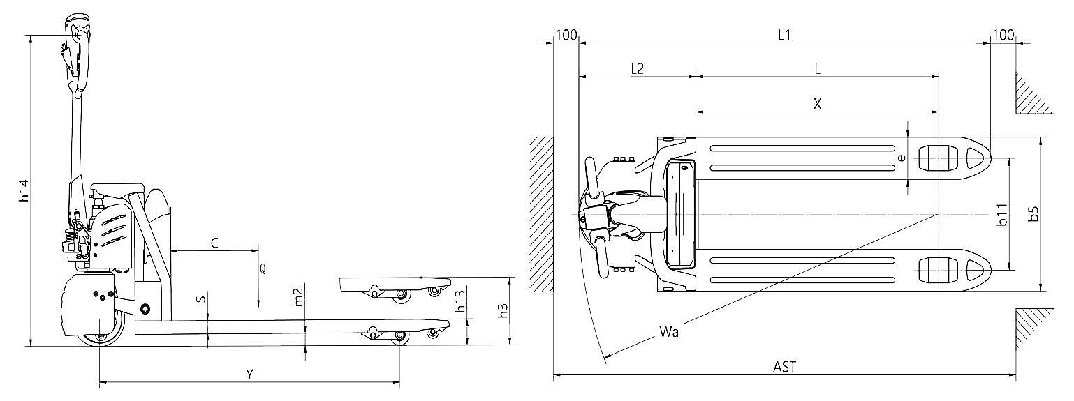 Size of Li-ION Battery Walkie Type Electric Pallet Truck